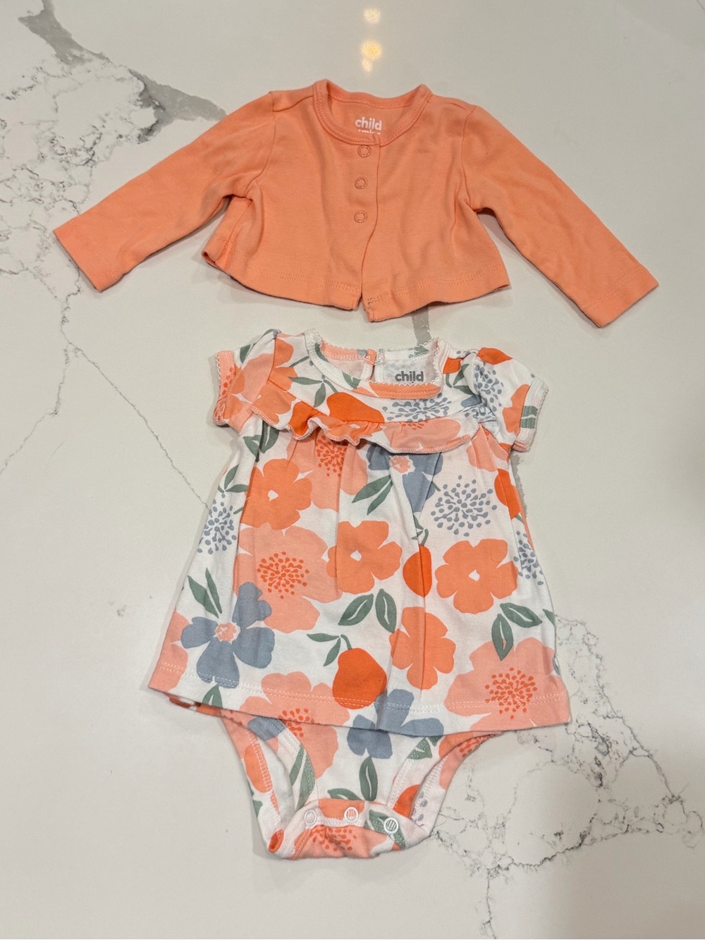 3 Month Child of Mine by Carter’s Onesie Dress and Cardigan